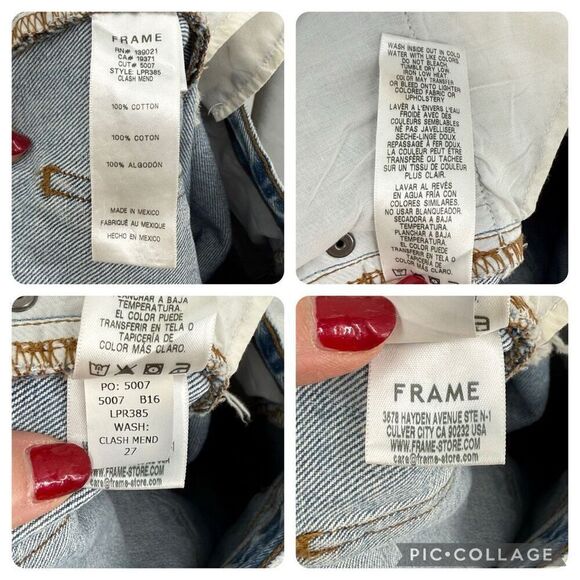 Frame Le Piper High Waist Crop Straight Leg Distressed Clash Mend Jean Women 27 - Picture 8 of 8